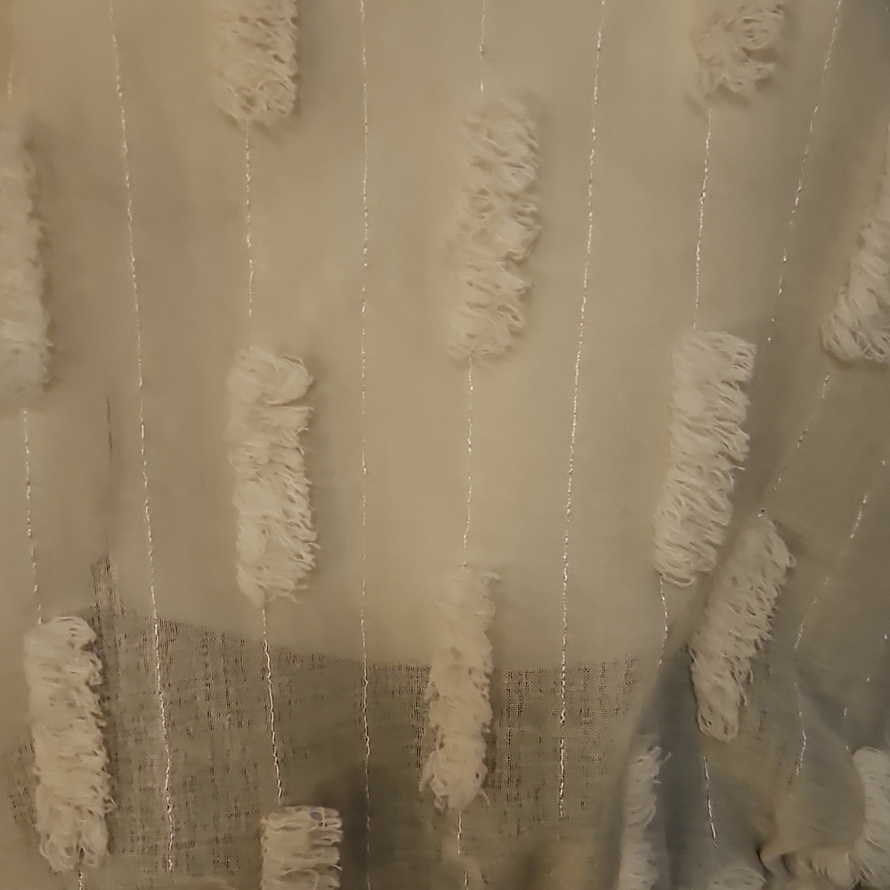 ZARA Cream Textured Metallic Gold Balloon Sleeve Oversized Sheer Blouson Top - Picture 4 of 7